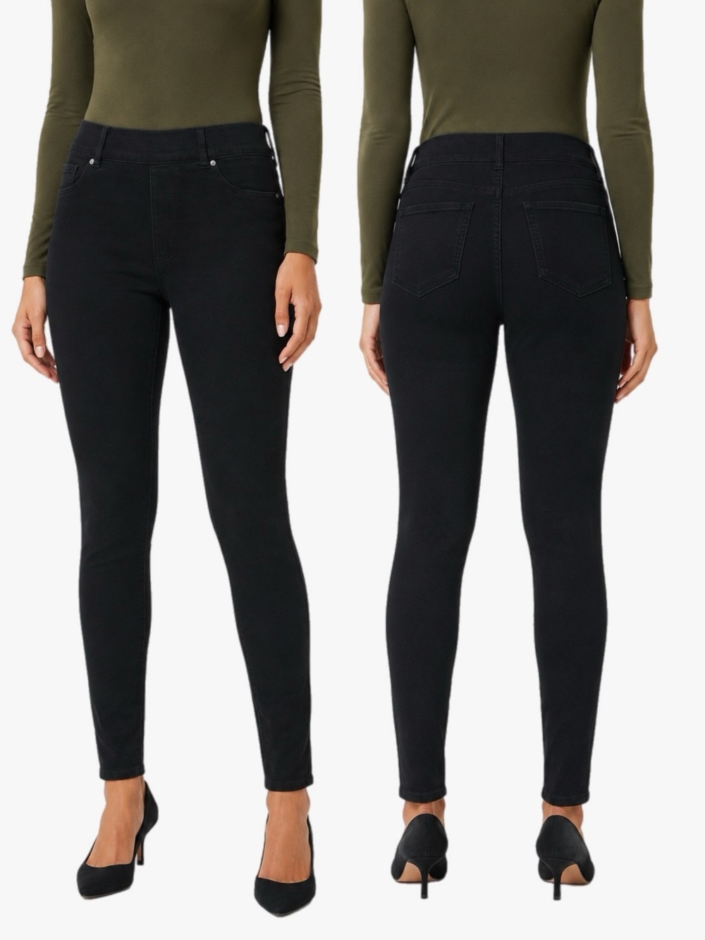 SPANX Women’s Size Small Black Pull On Skinny Jeans High Rise Stretch Ankle